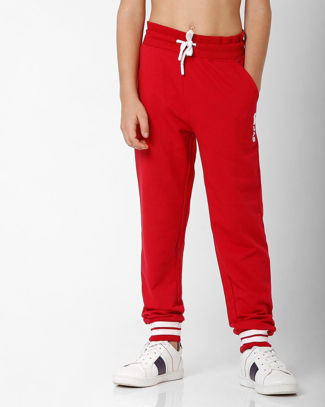GAS KIDS Boys Solid Red Trackpants